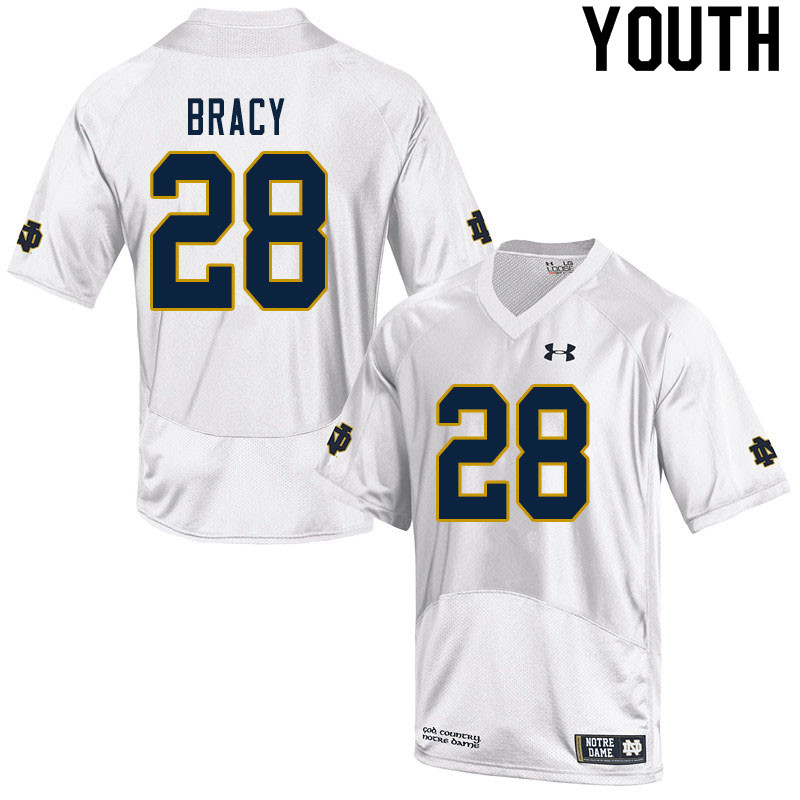 Youth NCAA Notre Dame Fighting Irish #28 TaRiq Bracy Stitched College Under Armour Authentic White Football Jersey CQ10L24MK